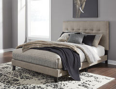 ASHLEY - QUEEN UPHOL BED- LIGHT BROWN
