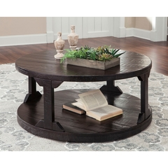 Ashley - ROUND COCTAIL TABLE-RUSTIC BROWN