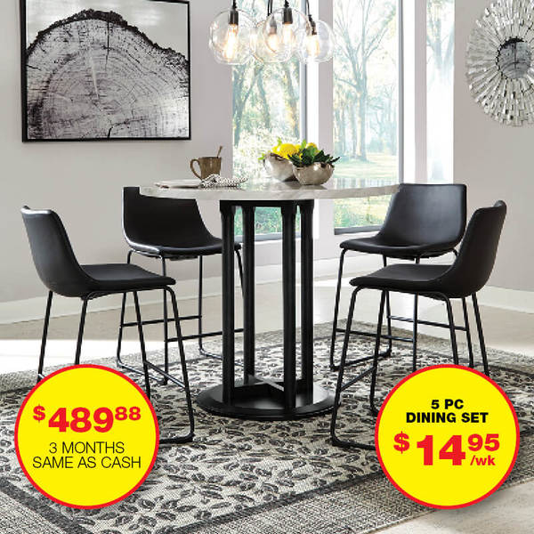 ASHLEY-5 PC DINNING-TWO TONE/BLK - Closeout Navarre