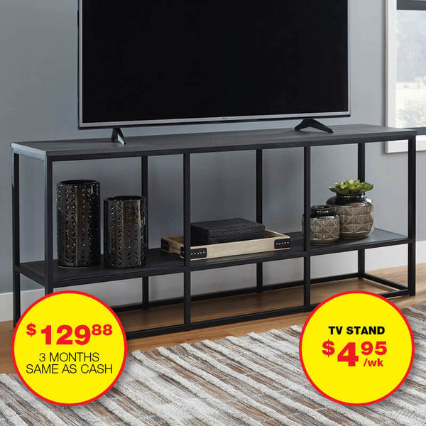 ASHLEY - EXTRA LARGE TV STAND- YARLOW/BLACK - Closeout Secor