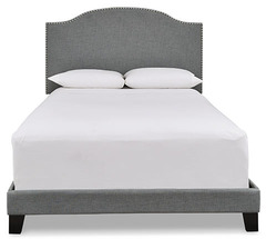 KING UPHOLSTERED BED-GRAY