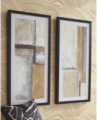 ABSTRACT 2PC WALL ART-GOLD/CREAM/BLK