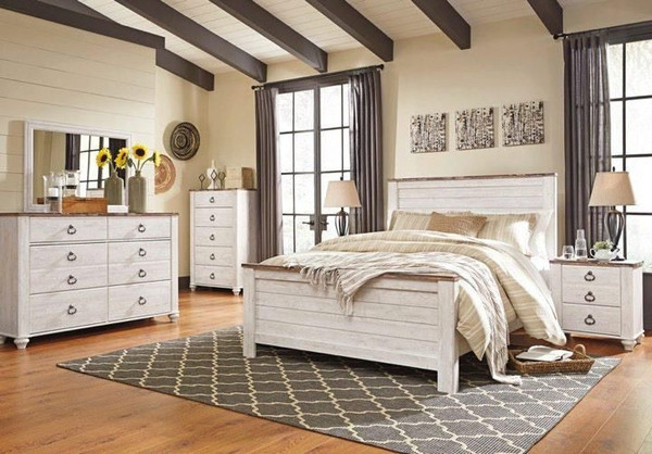 QUEEN BED-CHEST-NT. STD-WHITEWASH